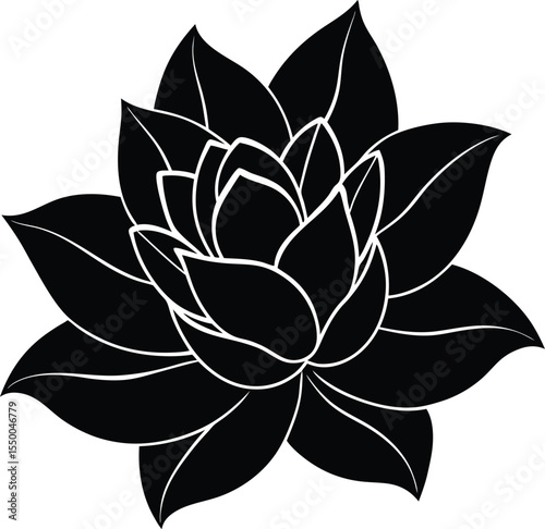 Floral Lotus Icon Silhouette