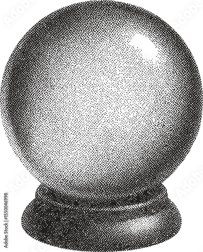Mystic Orb: An antique-style illustration of a crystal ball, exuding an aura of mystery and fortune-telling, perfect for conceptual designs related to divination and the unknown.
