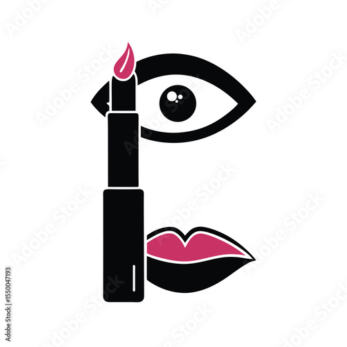 red lips and lipstick logo icon