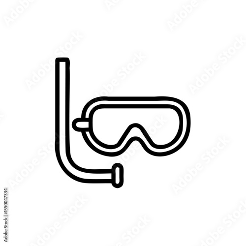 Handdrawn Line Art Diving Mask Snorkel Set Icon scuba
