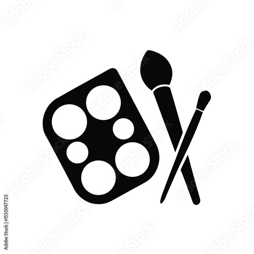makeup palette and brush doodle logo icon