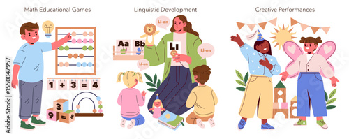Interactive Learning Activities for Children Vector Illustration