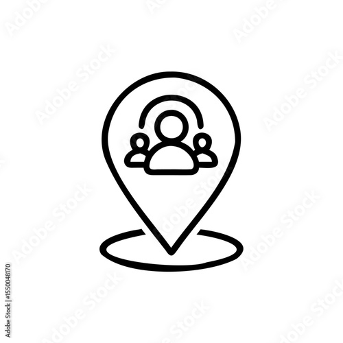 Handdrawn Line Art Icon Group People Location Marker Pin vector