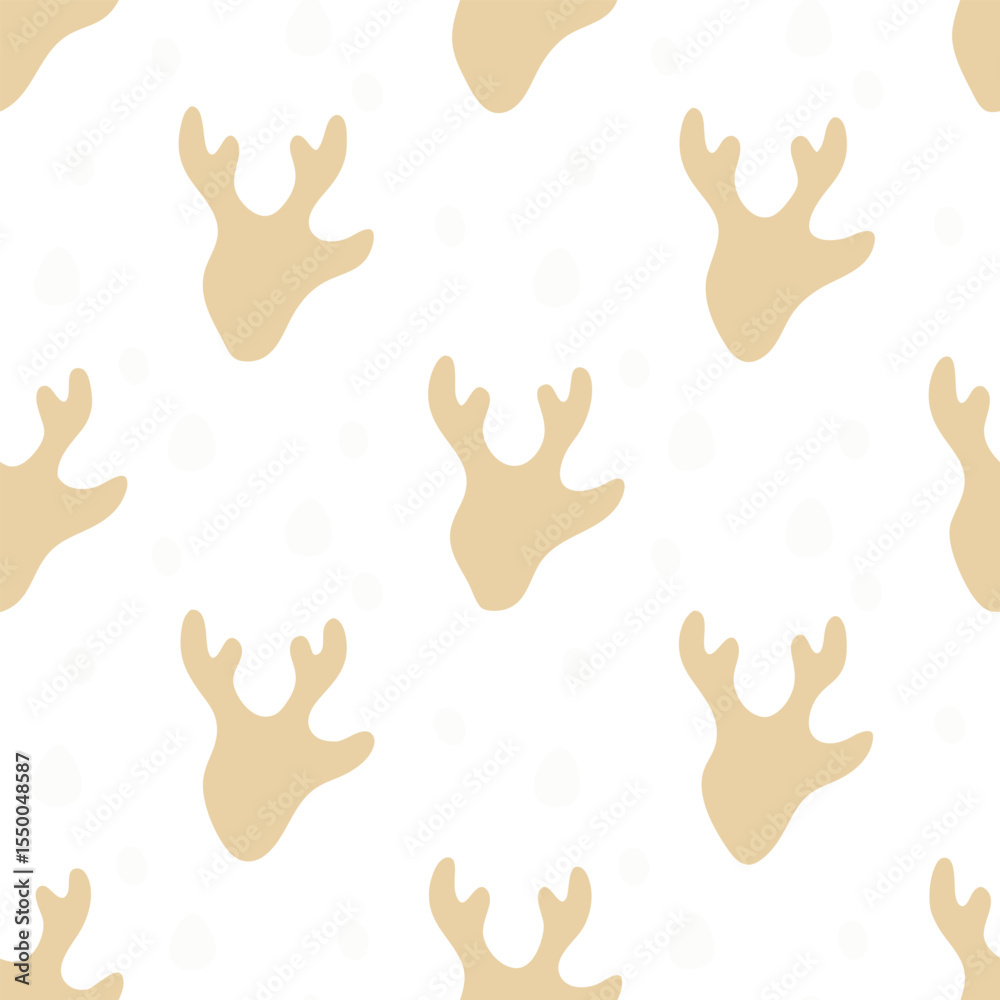 Obraz premium Minimalist seamless animal print, deer skin pattern with cream irregular textured spots on brown background for textiles, wallpapers, wrapping paper, fabric