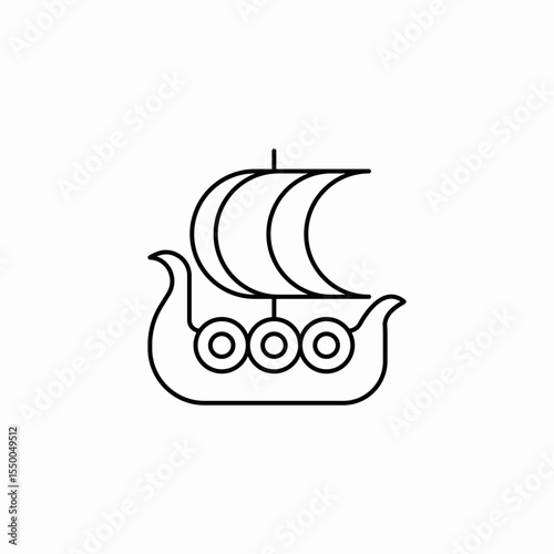 simple viking ship icon sign vector