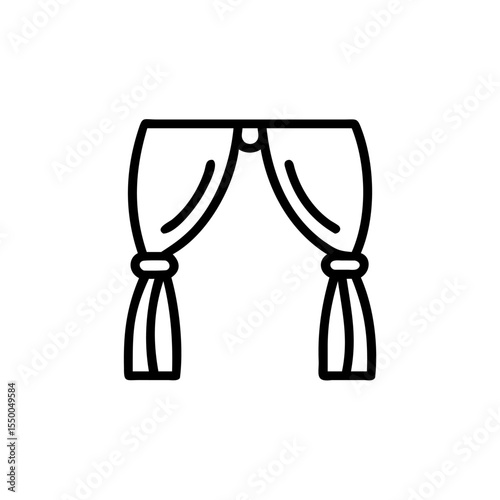 Handdrawn Line Art Drapery Curtains Stage Decor Icon vector