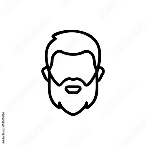 Handdrawn Outline of a Man with Short Hair and a Full Beard vector