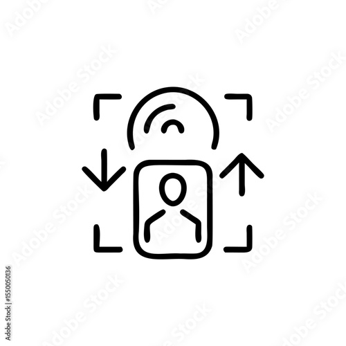 Handdrawn Icon Biometric Identification Data Scan Person Profile Upload Download
