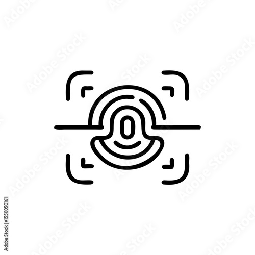 Handdrawn Fingerprint Biometric Scan Identification System Icon Line Art Graphic