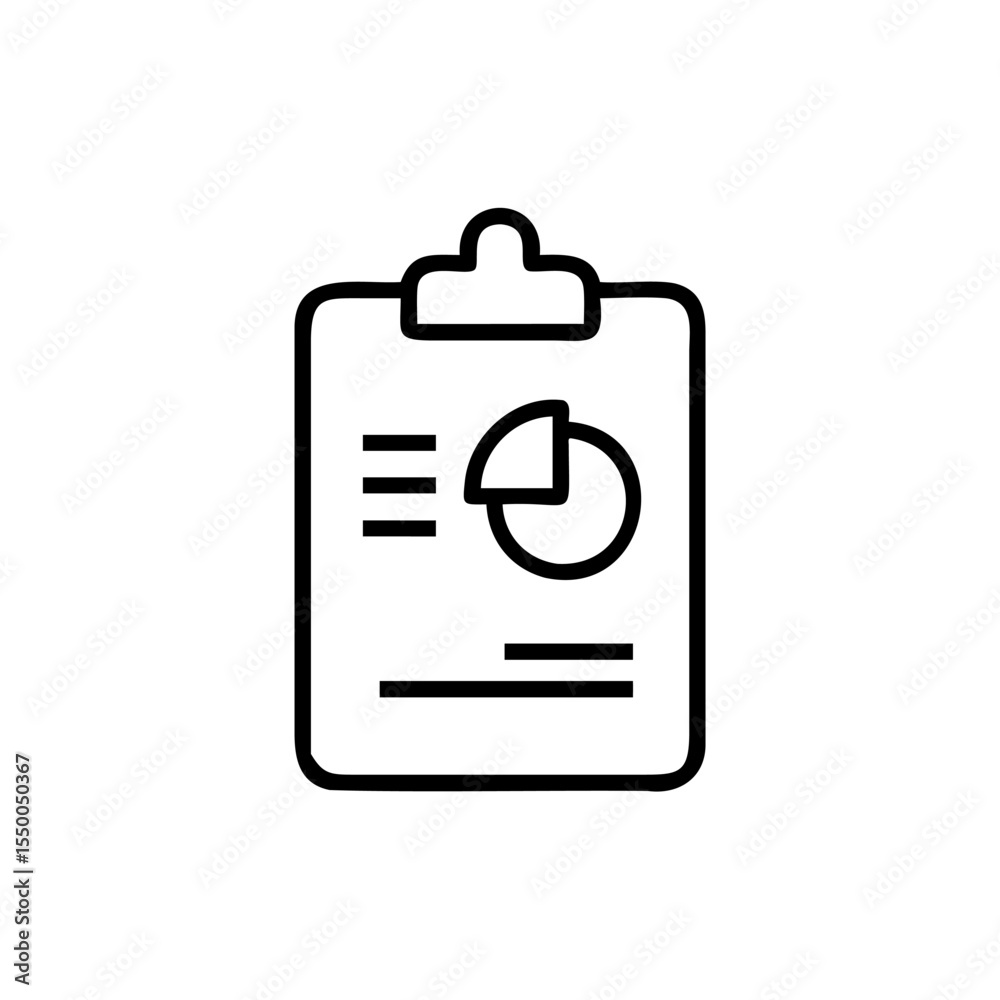 Handdrawn Line Art Clipboard Pie Chart Data Report Icon vector Handdrawn Line Art Clipboard Pie Chart Data Report Icon vector