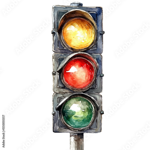 Signal Lights, watercolor drawing vector, isolated on a white background.
