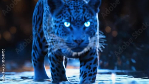 Majestic Blue Leopard in Night