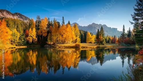 autumn landscape with lake and trees generated ai