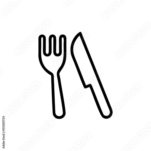 Handdrawn Line Art Fork and Knife Utensil Icon Simple Design cutlery
