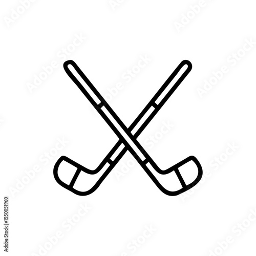 Handdrawn Line Art Crossed Hockey Sticks Icon Simple Sport Graphic vector