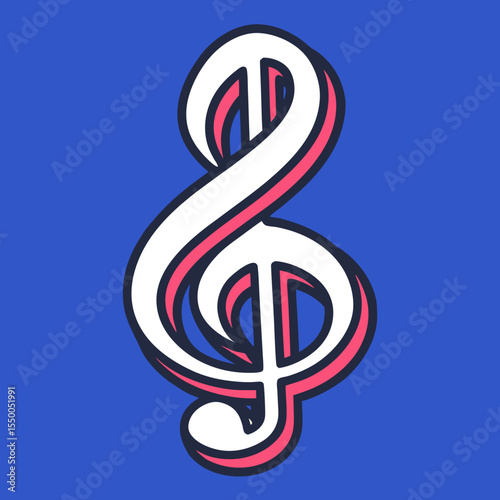 Treble clef icon in outline style