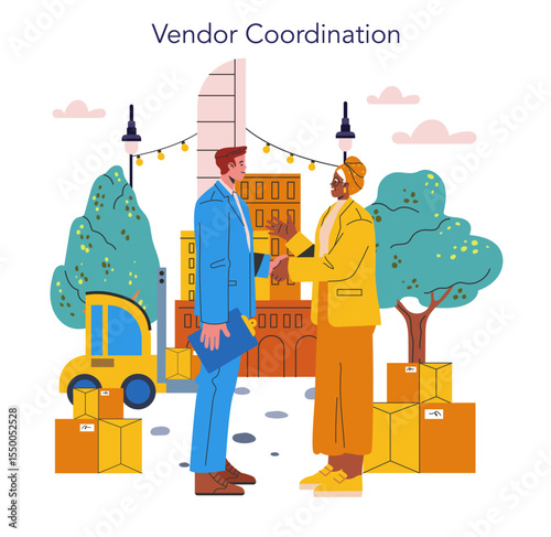 Event Agency. Flat Vector Illustration