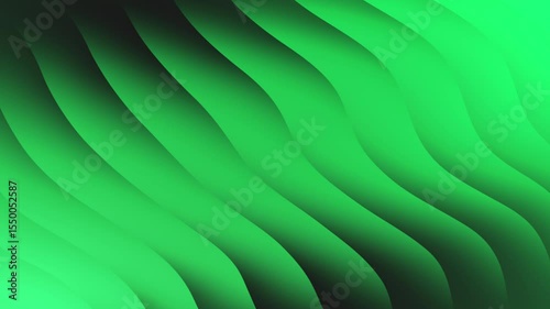 Dynamic green wave forms creating abstract background visualizations and patterns