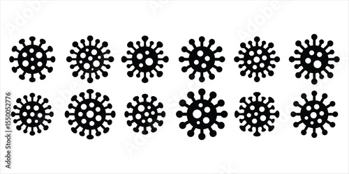 virus icon set vector silhouette on white background.