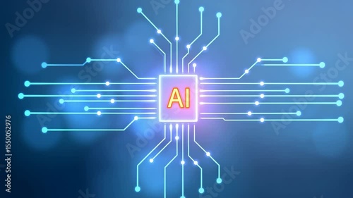 Futuristic ai chip with glowing circuitry in motion