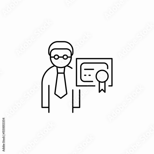 man holding diploma icon sign vector