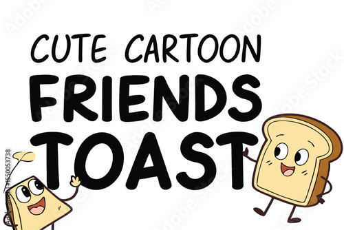 Cute cartoon toast characters sharing a friendly moment together