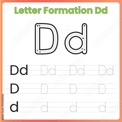 Letter Formation Worksheet for Kids - Uppercase and Lowercase D Practice Sheet