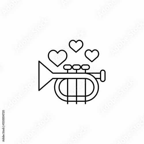 trumpet love hearts icon sign vector