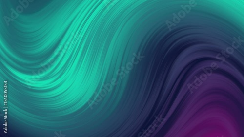 Abstract fluid motion animation with swirling green and purple color gradient