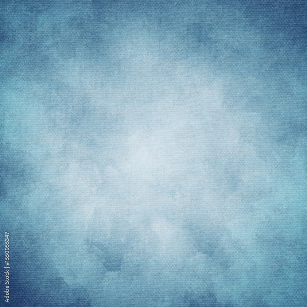 Fototapeta premium Soft blue watercolor background with dreamy cloud-like blending, subtle grunge details, and gentle vignette effect, ideal for posters, invitations, winter themes, and digital design projects.