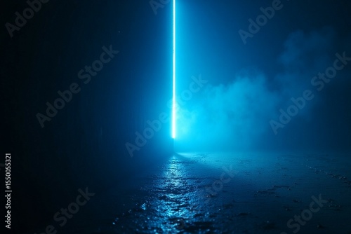 Intense Light Beam on Grainy Surface at Night
