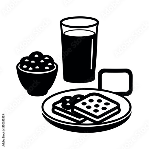 Breakfast Food Line Drawing Sketch Icons