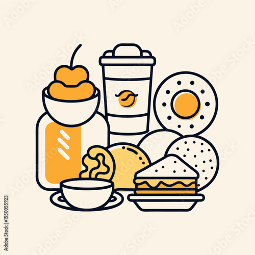Healthy Breakfast Vector Food Icon Outline