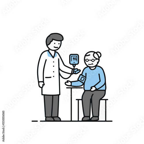 Doctor checking blood pressure of a patient.