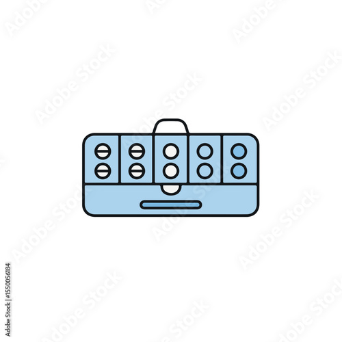 A medication blister pack containing tablets.