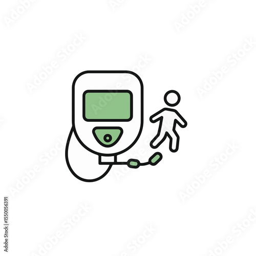 Healthcare illustration with a person next to a medical infusion bag