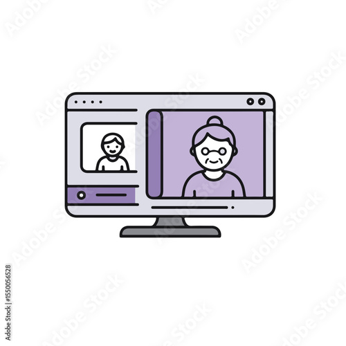 Illustration of a person having a video call with someone else, suggesting remote communication.