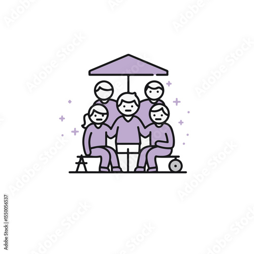 A group of friends at a market gathering