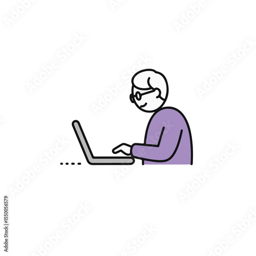 Man Working on Laptop Computer.