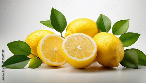 Wallpaper Mural creative composition of fresh yellow lemons isolated on a clean white background Torontodigital.ca