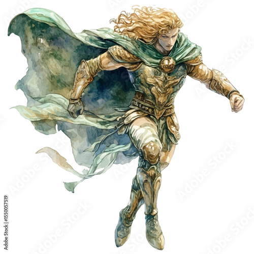 Siegfried Norse Mythology, watercolor clipart vector, isolated on a white background.