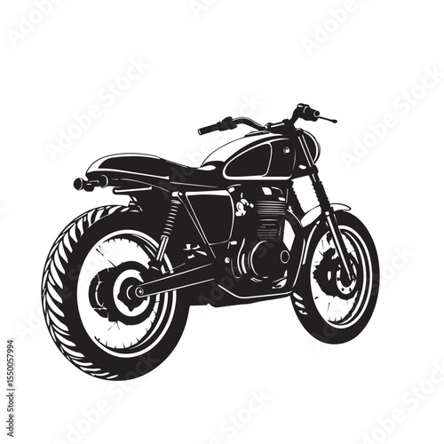 Classic cafe racer motorcycle silhouette in black and white