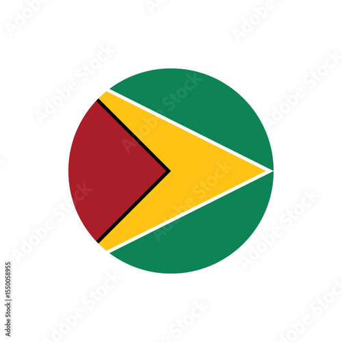 Guyana Flag Button, Round Guyana flag icon, Guyana flag badge Vector
