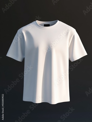 White t-shirt displayed against a dark background.