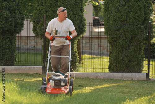mowing the lawn