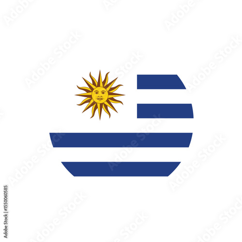 Uruguay Flag Button, Round Uruguay flag icon, Uruguay flag badge Vector