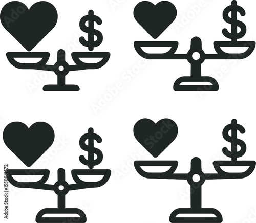 Set of red vector hearts with love and romantic symbols for Valentine’s Day design and decoration