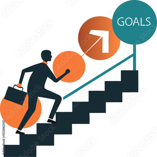business man running on stairs