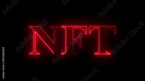 Red Neon NFT Text Animation on Black Background Modern NFT Banner with Bold Neon Text on the black background.