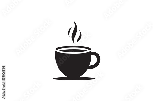 An modest straightforward one cup coffee  silhouette on a white backdrop Basic black-and-white 